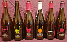 THE WILD BEER CO ~ COLLECTION OF 6 EMPTY 750ML PRINTED BEER BOTTLES (DIFFERENT)