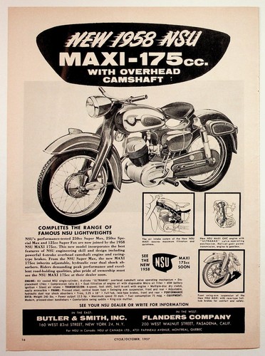 Nsu maxi 175cc motorcycle - 175cc,