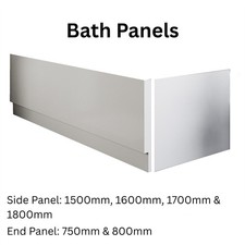 Modern High Gloss White Acrylic Bath Panel Bathroom Front Side End Many Sizes