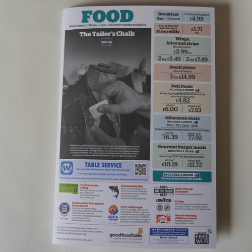 Wetherspoon menu the - wetherspoon,