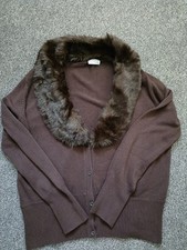 Atmosphere Chocolate Brown Faux Fur Collar  Cardigan.