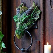 Kryst Gothic Dragon Head Door Knocker Green Creature Fantasy Myth Home Decor