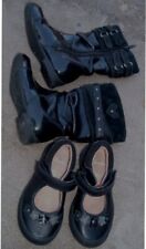 2 pair x Junior black shoes + boots size 7 F  (EU 24)  CLARKS