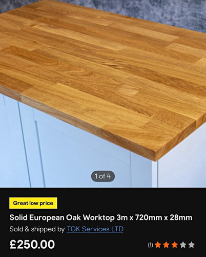Solid european oak - solid, worktop