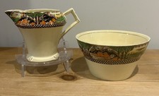 1930’s Handpainted Myott Son & Co England’s Countryside Sugar Bowl & Milk Jug 