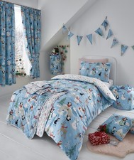 Snowman Duvet Cover Penguins Christmas Toddler Junior Cotbed Quilt Bedding Set