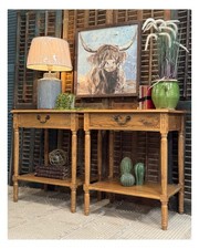 Solid Oak Side Table / Lamp