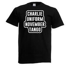 Mens Charlie Uniform November Tango Swearing Profanity Black Unisex T Shirt