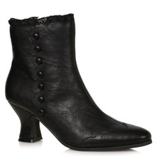 Black Lace Up Vintage Victorian Steampunk Ankle Boots Costume Granny Booties