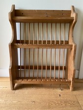 Vintage rustic pine plate rack