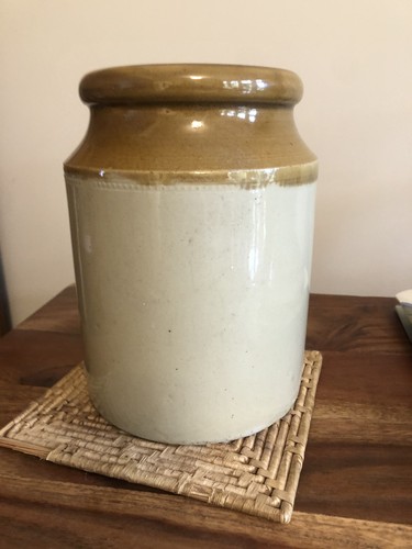 Vintage stoneware glazed pot - stoneware,