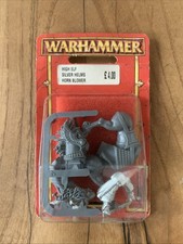 Warhammer High Elf Silver Helm Horn Blower Blister Sealed OOP