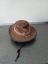 Barmah Medium Size 1025 Foldaway Hat Suede Brown Leather, Made in Australia