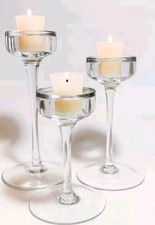 Set 3 Vintage Ikea Blomster Glass Tall Stem Candle Tealight Holders 901.674.39