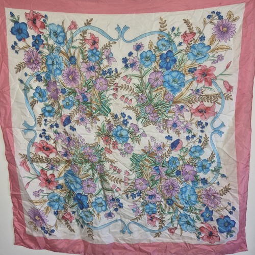 Vintage floral silk feel scarf - silk,