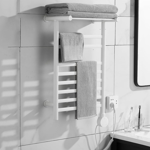 Heated towel warmer rack with - towel,