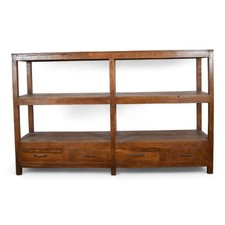 Vintage Wooden Shop Haberdashery Display Counter Cabinet Shelving with Drawers 4