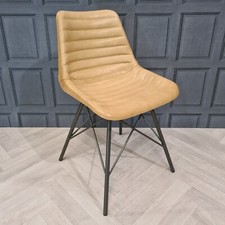 Vintage Industrial Dining Chairs, Genuine Cream Buffalo Leather, Restaurant Bar