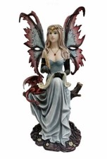 Fairy & Dragon Gothic Sculpture Statue Mythical Figurine Fantasy Art Ornament