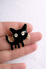 Cute Black Cat Brooch Enamel