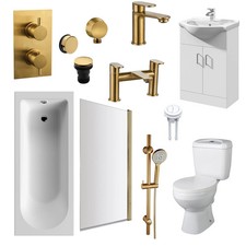 Albury Shower Vanity Bathroom Suite - Brushed Brass - 1600 x 700