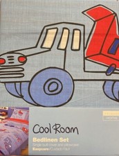 Single Bed Big Truck Blue Duvet Cover Set Kids Bedroom Boys Digger Truck JCB