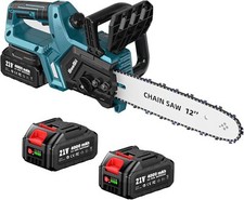 Seesii Battery Chainsaw Cordless 12-inch, HandHeld Chain Saw, 2*4000mAh Battery