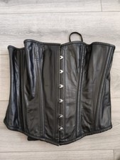 Hot Corsets Black Genuine Real Leather Corset Size 4XL Fully Lined