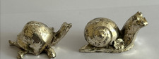 SILVER Covered  Small Figurines of a Turtle & Snail