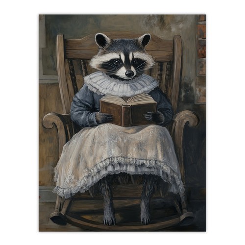 Raccoon reading bedtime story - raccoon,
