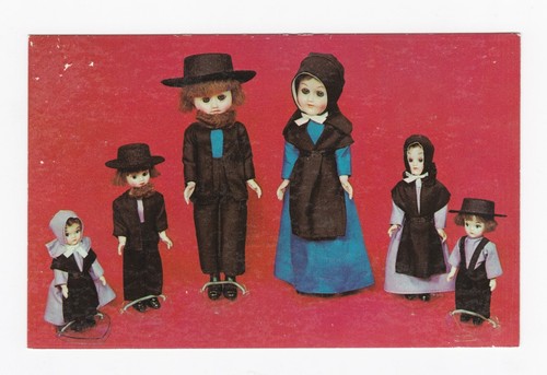 Amish dolls postcard - postcard, chrome