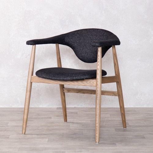 Black fabric dining chair - black,