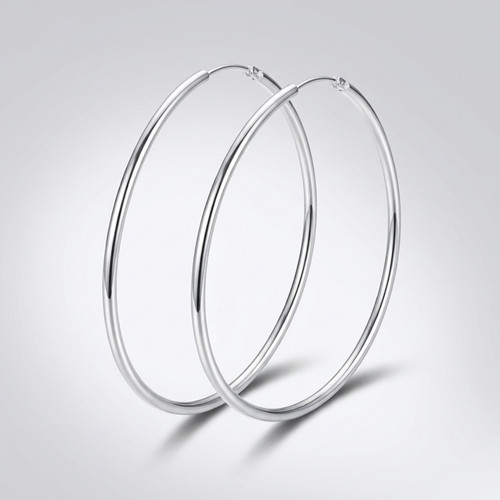 925 sterling silver hoop - silver,