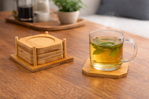 Bamboo drink coasters set 6 - bamboo,