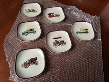 Set of 6 plates Classic Cars Trinket Small Side Sandland Ware Made In England