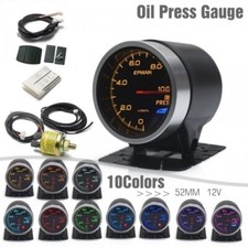 52mm Oil Pressure Gauge with 10 Colours Gauge Pod Holder + Sensor LED Light
