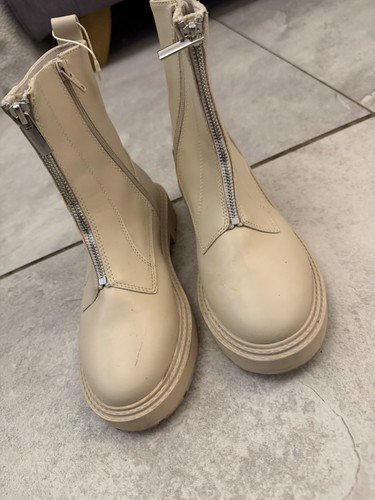 Zara girls zip cream boots - up,