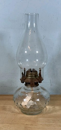 Vintage glass oil lamp - glass, with