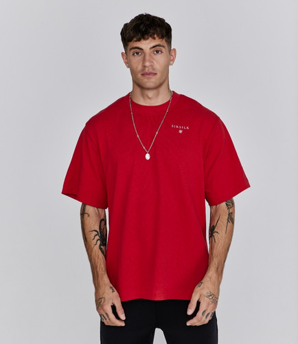 Siksilk mens red - red, oversized