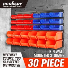 30Pcs Wall Mount Storage Organiser Bin Rack DIY Tool Bits Boxes Garage Workshop