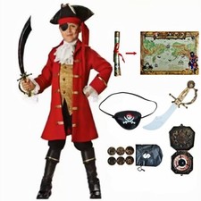 Kids Pirate Costume Boy Dress Up Set Outfit for Halloween Birthday Fancy Party