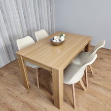 Dining Table And 4 Cream Tulip Chairs Kitchen Wood Oak Effect Table Dining Set