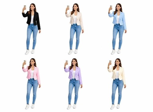 Women blazer cropped jacket - cropped,