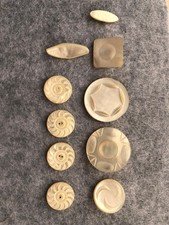 Antique Carved Mother of Pearl Buttons Ideal for Vintage Fairs