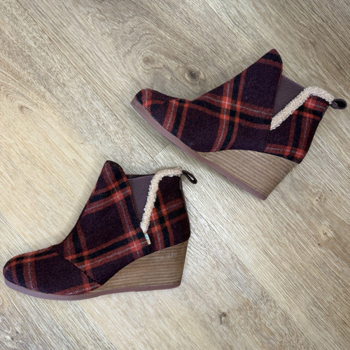 Toms burgundy plaid - plaid, faux