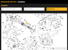 Genuine DeWalt Armature Front Bearing DW708 Chop Saw Diagram 61
