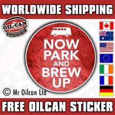 PARK & BREW UP sticker vintage retro vw camper split 85mm