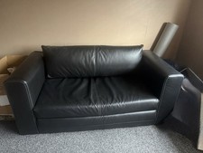 IKEA Black Faux Leather 2-Seater Sofa Bed - FREE 
