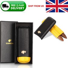 Yellow Leather 2ct Cigar Case Classic Travel Cigars Holder Humidor Gift Box