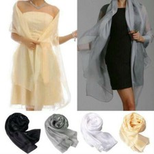 Large Women Lady Silky Scarf Organza Soft Long Wrap Wedding Party Shawl Scarves